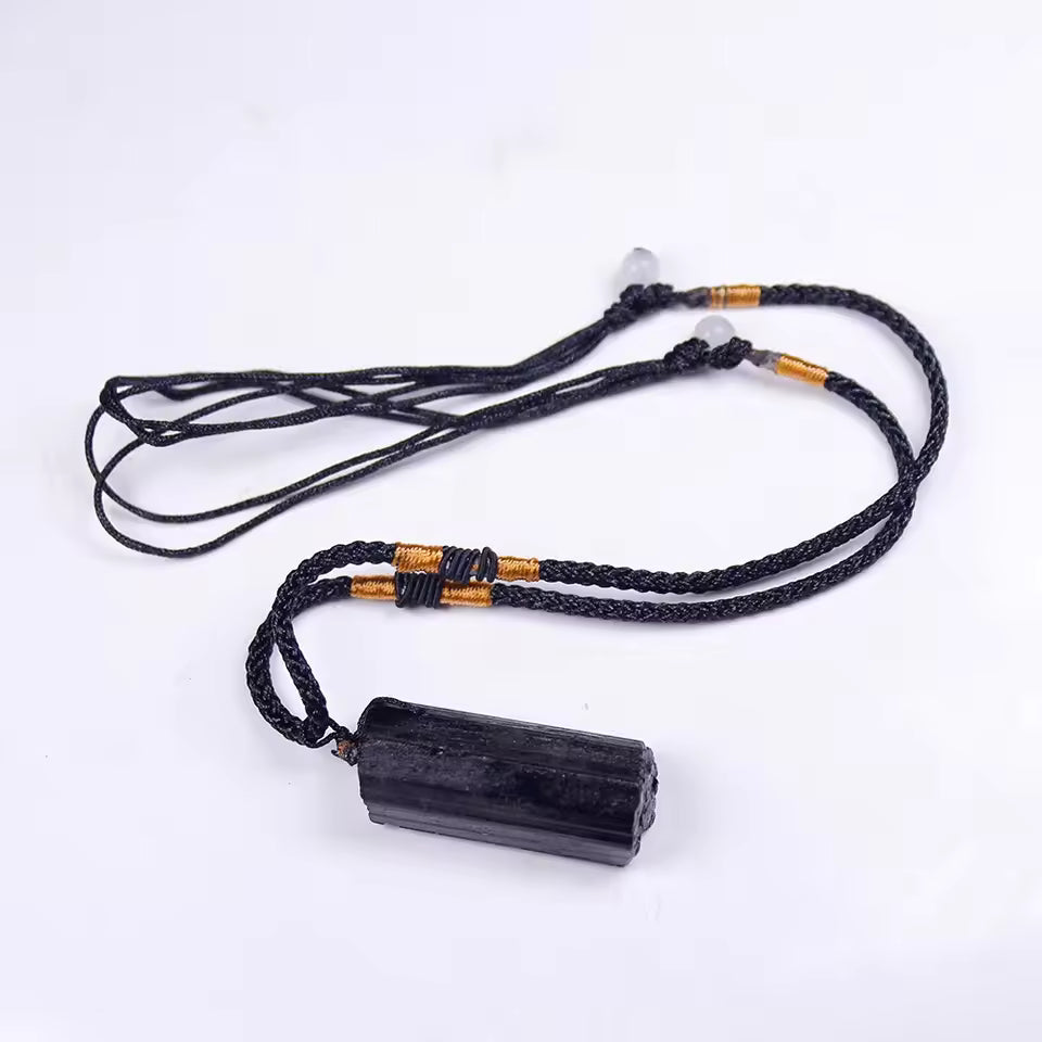 Raw Black Tourmaline Pendant Necklace
