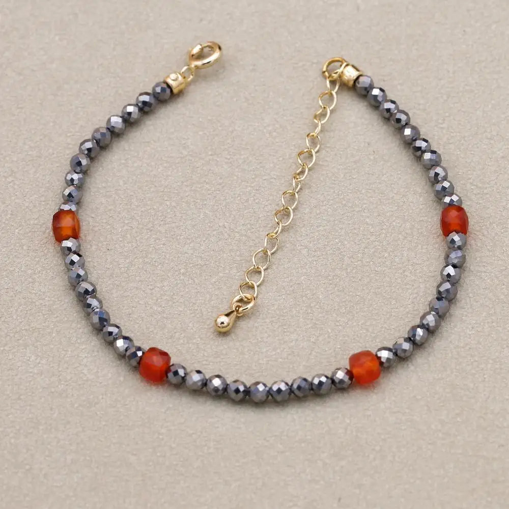 Pyrite & Red Onyx Beaded Bracelet