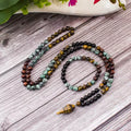 Mixed Gemstone Necklace with Onyx Turquoise Tiger Eye