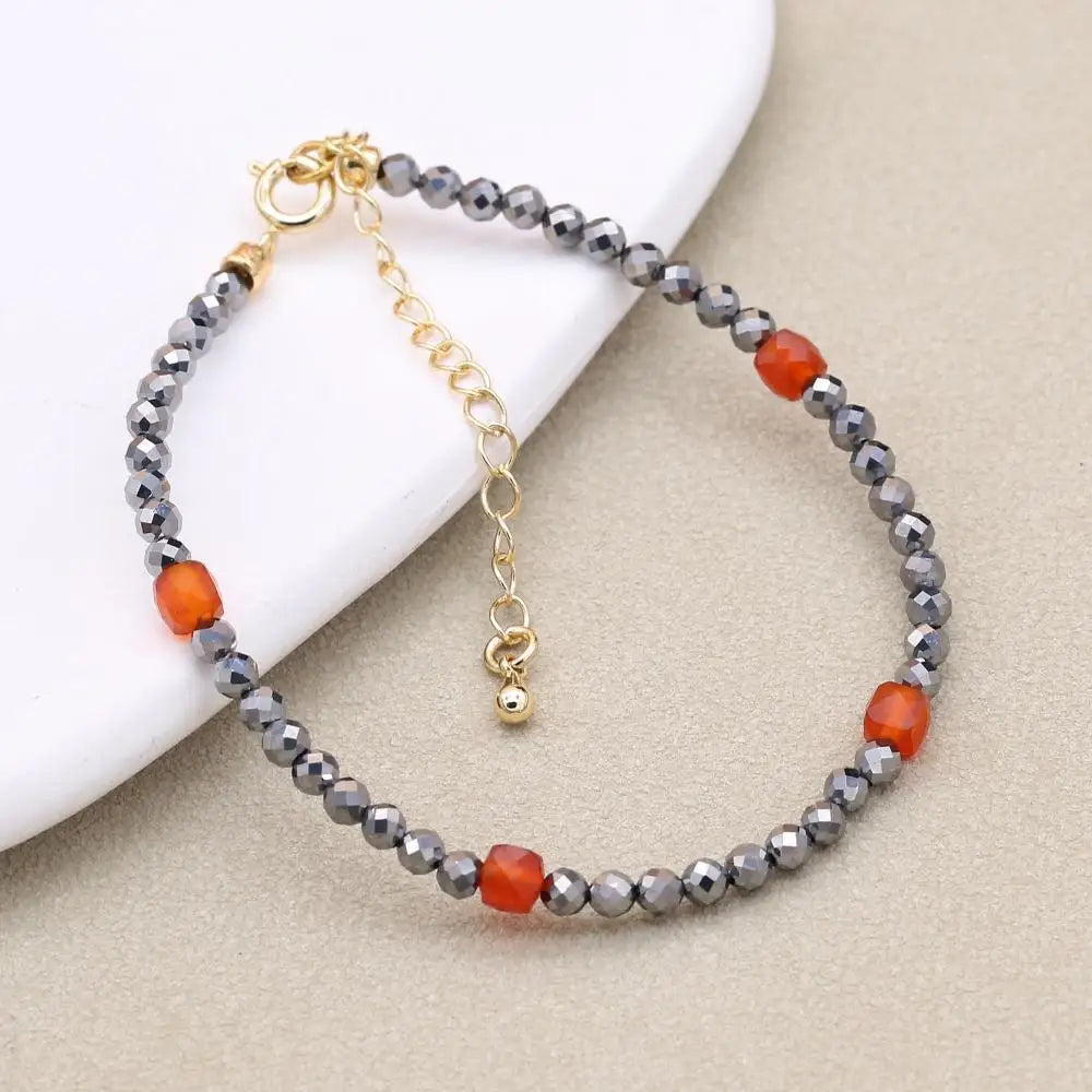 Pyrite & Red Onyx Beaded Bracelet