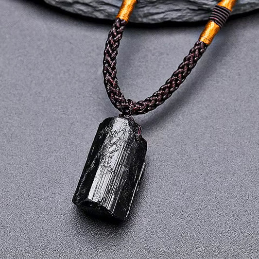 Raw Black Tourmaline Pendant Necklace