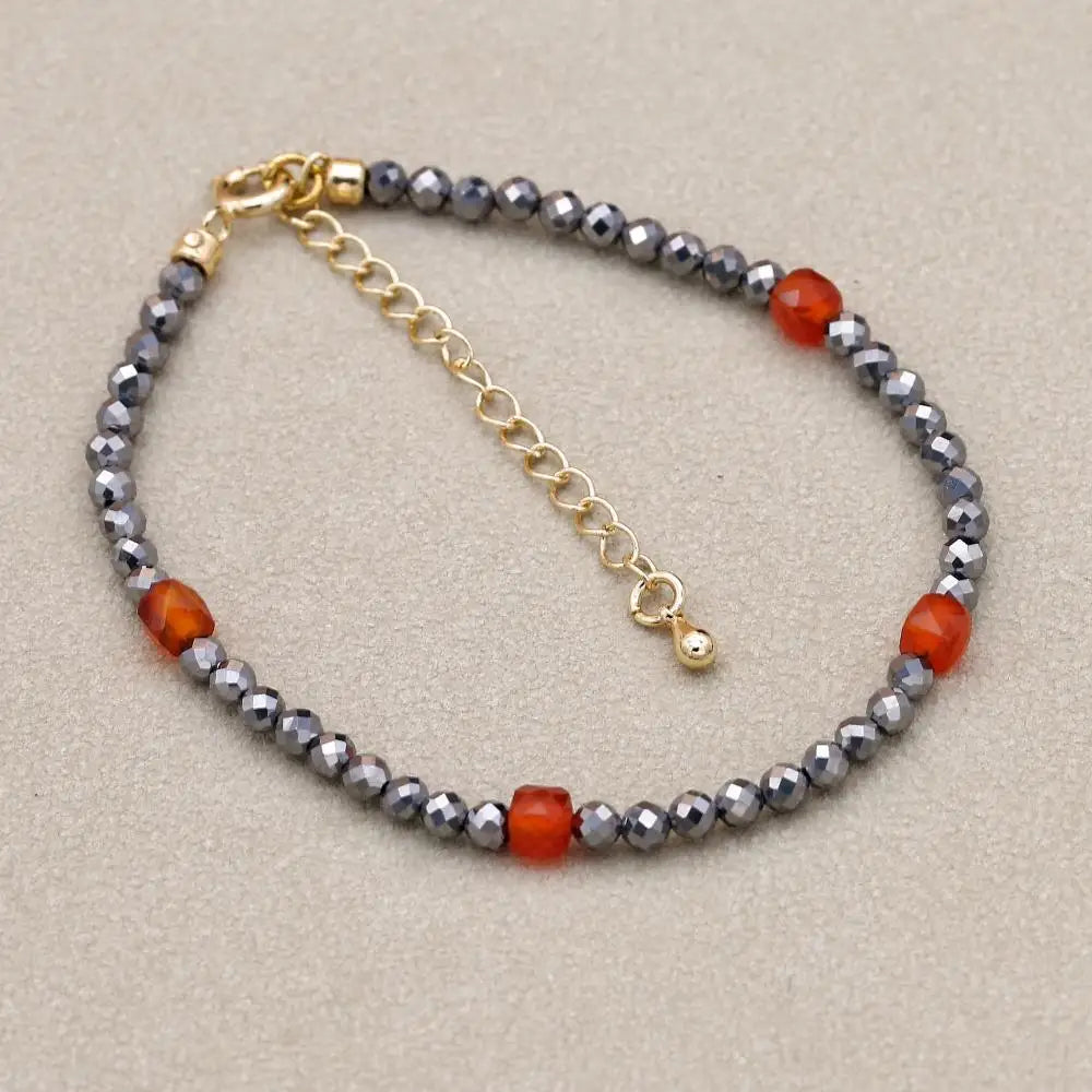 Pyrite & Red Onyx Beaded Bracelet