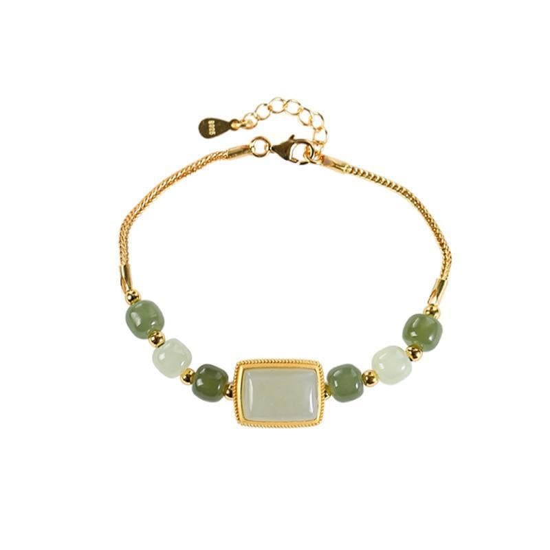 Malay Jade Bracelet With Brass Spacers - Amplify & Manifest - 19cms